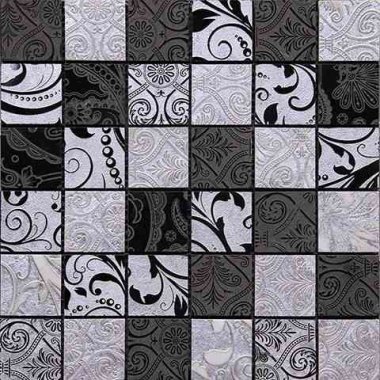 Artistic Dynasty 5 Mosaic Tile - 12" x 12" - Silver, Black