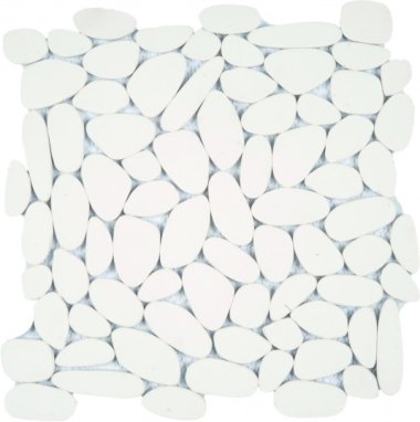 Reconstituted Pebble Sliced Interlocking Mosaic Tile - 12" x 12" - White