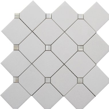 Alaska Pearl Square Mosaic Tile - 11.4" x 11.4" - White