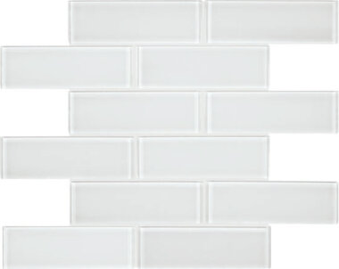 Bliss Element Glass Tile Brick Mosaic 2" x 6" - Ice