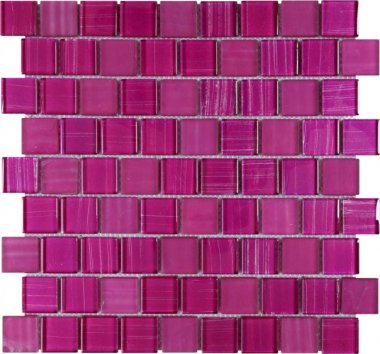Glass Tile Linear Brick Glossy 12" x 12" - Fushia
