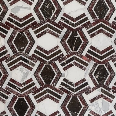 Encore Bordeaux Decor Marble Look Tile 11" x 18" - Russo & Saint Laurent & Calacatta