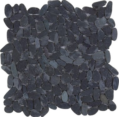 Pebble Sliced Matte Interlocking 12" x 12" - Black
