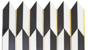 Water Jet Polarized - Brass Line with White Thassos and Nero Marquina