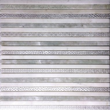 Artistic Bastoni 3 Mosaic Tile - 11.8" x 11.8" - White, Gray