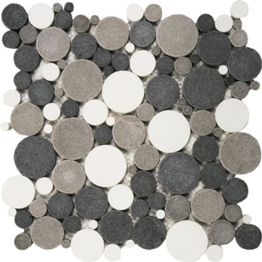 Reconstituted Stone Tile Mosaic 12" x 12" - Mix White/Black/Grey