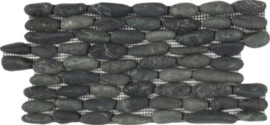 Pebble Stacked Matte Interlocking 6" x 12" - Black