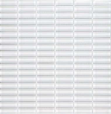 Cristallo Stacked Mosaic Tile 0.6" x 1.9" - Super White