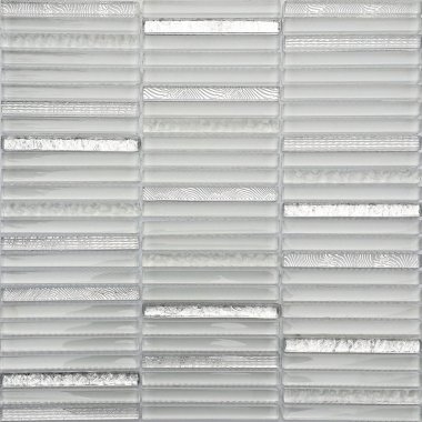 Cascades Allure Glass Mosaic Tile - 11.8" x 11.8" - White, Silver