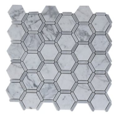 HoneyComb Hexagon Tile 11.5" x 12" - White Carrara and Light Bardiglio
