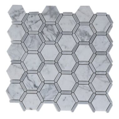 HoneyComb Hexagon Tile 11.5" x 12" - White Carrara and Light Bardiglio