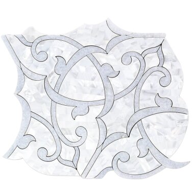 Water Jet MJ Shambhala Tile 10" x 12" - Mother of Pearl and Blue Celeste Polished