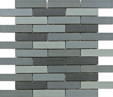 Striped Mix Brick Mosaic Tile 11.8" x 11.8" - Mix Grey