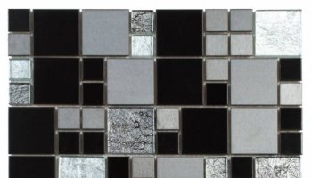 Glass Tile Brushed Steel Mix Cube 12