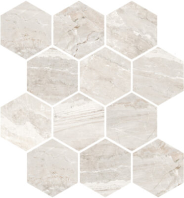 Marbles Hexagon Mosaic Tile "Matte" 9" x 11" - Oniciata Ivory