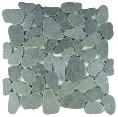 Reconstituted Pebble XL Stone Interlocking Mosaic Tile - 12" x 12" - Grey