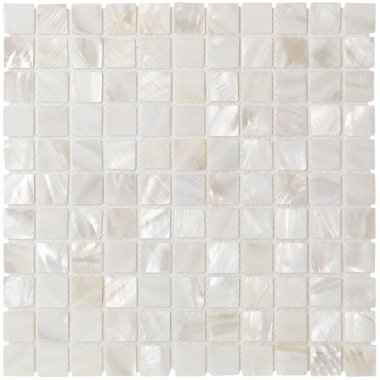 Freshwater Shell Tile Squares 1" x 1" - Pearl White Flat