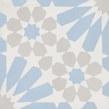 Bati Orient Cement Tile Decor Modern 8" x 8" - White/Light Blue/Grey