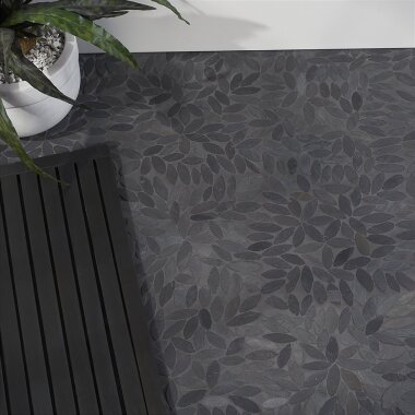 Pebblestone Flower Tile 11.81" x 11.81" - Alor Black