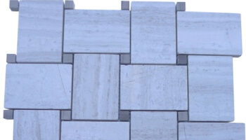 Wide Weave Stone Tile - Wooden Beige With Athens Gray Dot