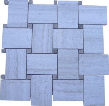 Wide Weave Stone Tile - Wooden Beige With Athens Gray Dot