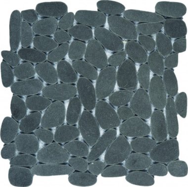 Reconstituted Pebble Sliced Interlocking Mosaic Tile - 12" x 12" - Black