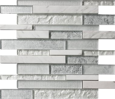 Cascades Tundra Mosaic Tile - 11.8" x 11.8" - White, Silver