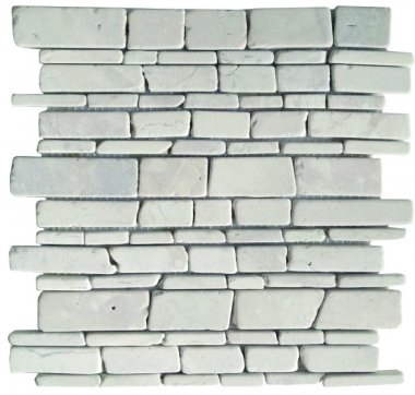 Marble Stone Tile Flat Stick Random Interlocking 12" x 12" - White