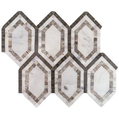 New Era Hexagon Decor Tile 11.5" x 9.5" - Temple Gray & Asian Statuary & Lagos