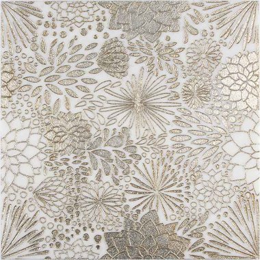 Artistic Dahlia Gold Mosaic Tile - 12" x 12" - Gray