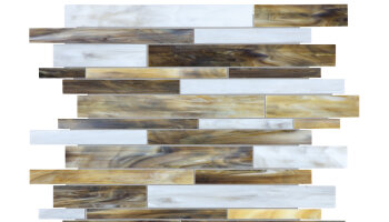 Baroque Random Strip Mosaic Tile - Peperino