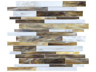 Baroque Random Strip Mosaic Tile - Peperino