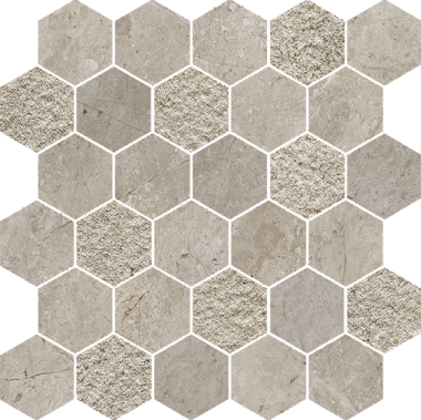Pietra d'Orvieto Esagona Mosaic Marble Look Tile 11" x 11.5" - Cenere