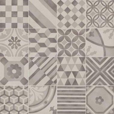 Block Tile Deco 6" x 6" - White/Silver/Black