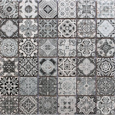 Artistic Festival 3 Mosaic Tile - 11.8" x 11.8" - Gray