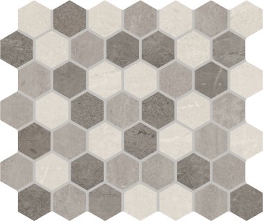 Liverpool Hexagon Mosaic Tile 12" x 10" - Grey Blend