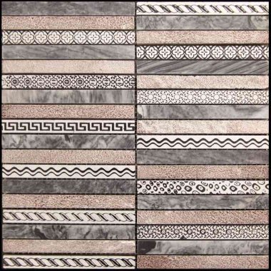 Artistic Golden Line 2 Mosaic Tile - 12" x 12" - Gray, Silver