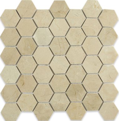 Crema Marfil Tile Hexagon 2" x 2" - Polished