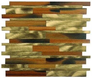 Metal Tile Aluminum Baguette Interlocking 12" x 12" - Wood / Gold