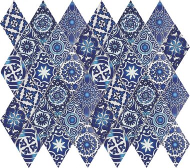 Bati Orient Cement Tile Patchwork Diamond 11.8" x 11.8" - Blue