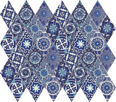 Bati Orient Cement Tile Patchwork Diamond 11.8" x 11.8" - Blue