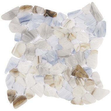 OasisGlass Pebble Tile 11.81" x 11.81" - White & Blue & Beige