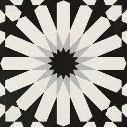 Anthology Smalta Etnic Aster Deco Tile 8" x 8" - Black & White