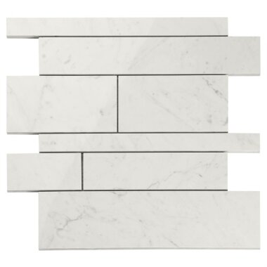 Lithe Railroad Mosaic Tile 11.41" x 11.69" - Carrara Giola