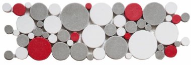 Reconstituted Pebble Interlocking Mosaic Tile Border - 4" x 12" - White Grey Red