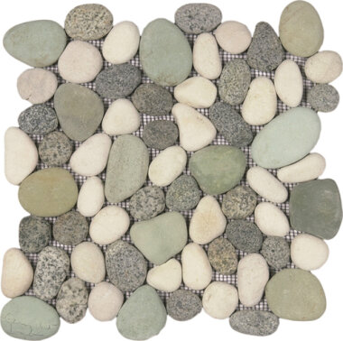 Pebble Speckled Rectified Matte Interlocking 12" x 12" - Mix Green/White