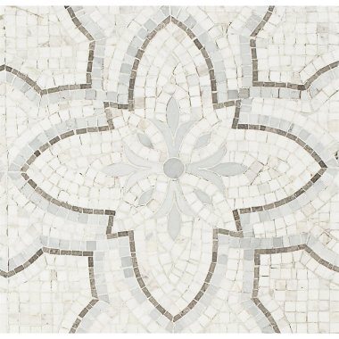 Floral Decor Tile 12" x 12" - Bianco and Grigio