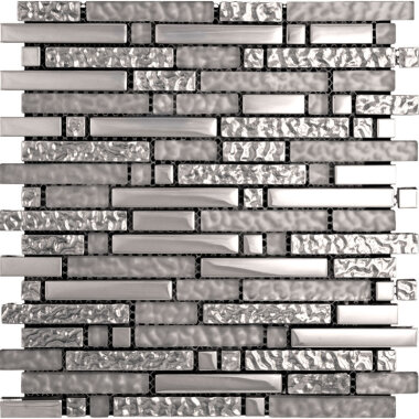 Cascades Hipster Shadow Mosaic Tile - 11.7" x 11.8" - Silver, Metal