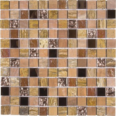 Marble Stone Tile Mosaic Polished 7/8" x 7/8" - Mix Beige/Brown