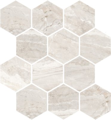 Marbles Hexagon Mosaic Tile "Polished" 9" x 11" - Oniciata Ivory